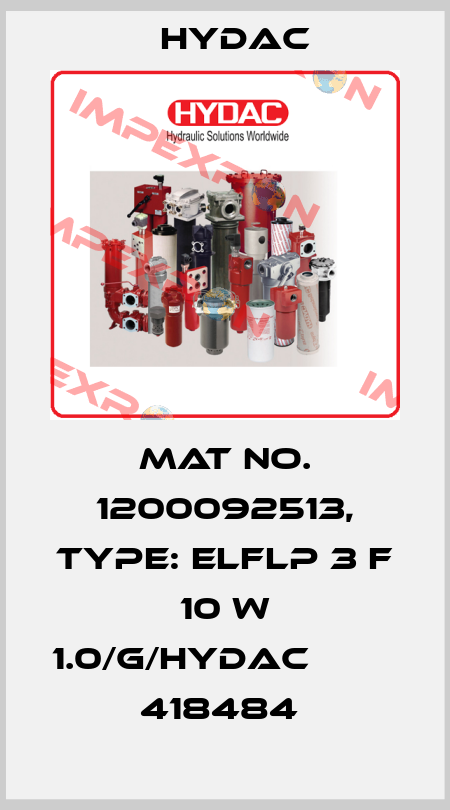 Mat No. 1200092513, Type: ELFLP 3 F 10 W 1.0/G/HYDAC            418484  Hydac