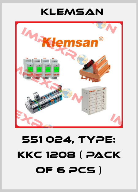 551 024, Type: KKC 1208 ( Pack of 6 pcs ) Klemsan