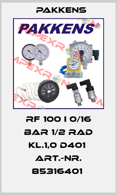 RF 100 I 0/16 BAR 1/2 RAD KL.1,0 D401  ART.-NR. 85316401  Pakkens