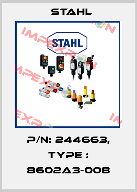 P/N: 244663, Type : 8602A3-008 Stahl