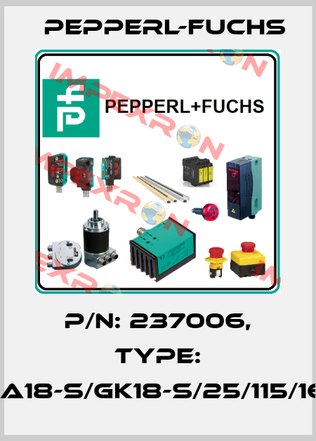 p/n: 237006, Type: GA18-S/GK18-S/25/115/161 Pepperl-Fuchs