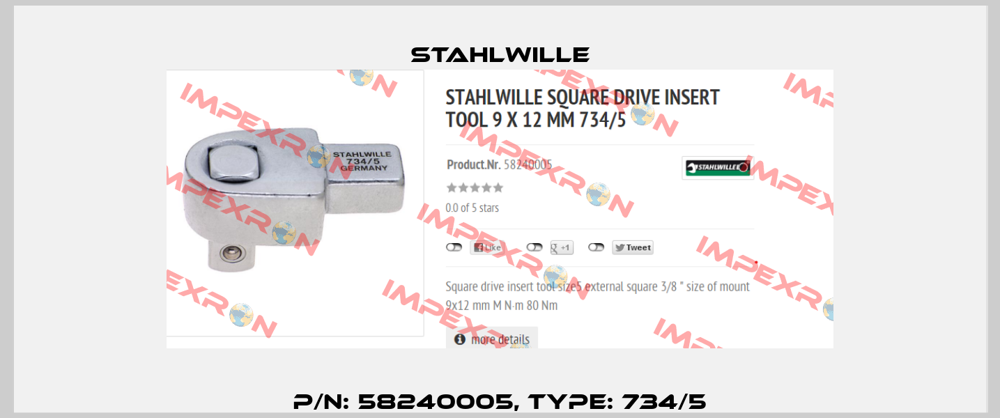 p/n: 58240005, Type: 734/5 Stahlwille